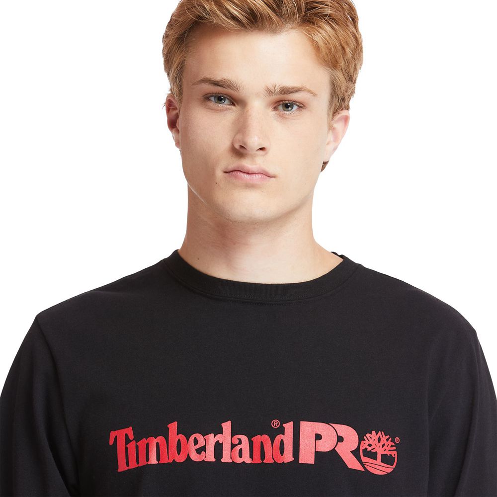 Timberland Μπλουζάκια Ανδρικα Μαυρα - Pro® Base Plate Long-Sleeve Graphic - Greece 5340872-JU